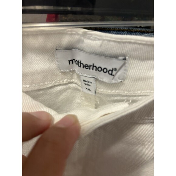 Motherhood Maternity White Denim Shorts Low Rise Under Belly Cut Off Size XXL - Picture 2 of 5